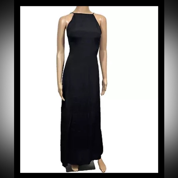 Reformation Black Open Tie Back Slip Maxi Dress Women's Sz 4 Preppy Going Out - Picture 1 of 8